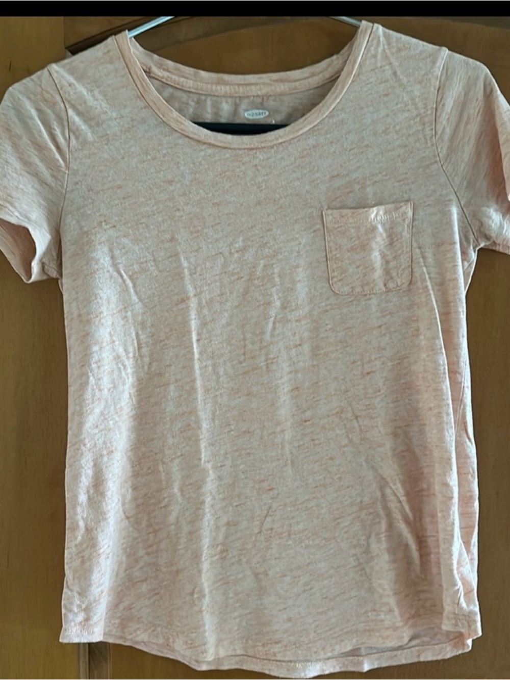 Old Navy Womens Light Peach Space Dye Knit Pocket Tee Crew Neck Shirt S